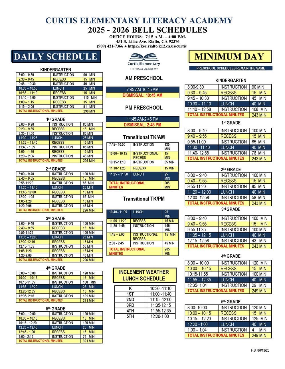 Bell Schedule 